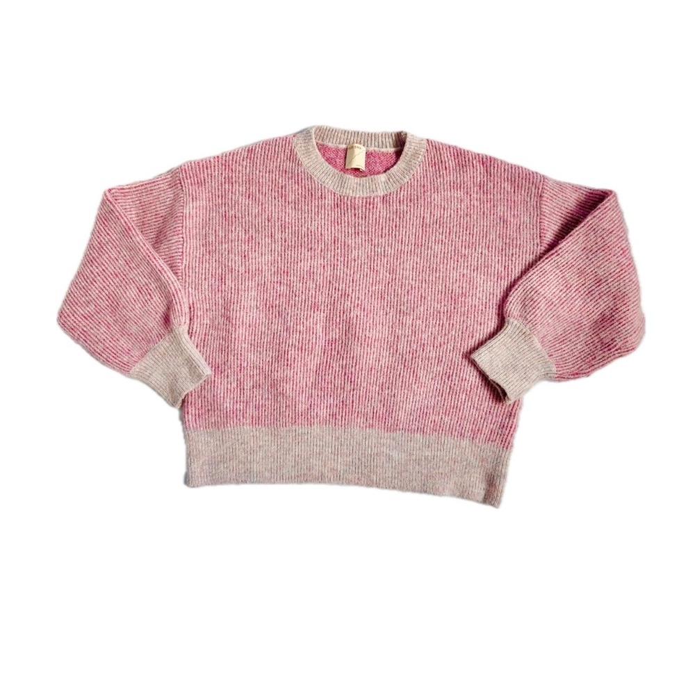 Kerisma Eco Yarn Series Sweater – Pink Multicolor Knit, Puff Sleeves, Women’s S